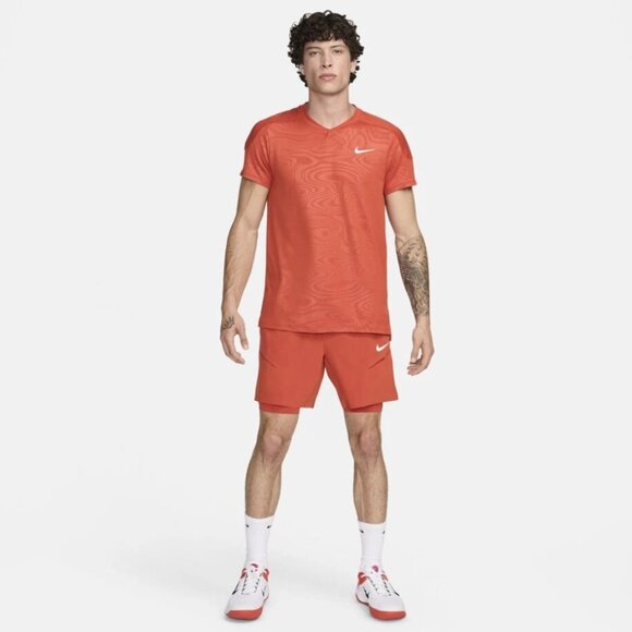NikeCourt Slam Men's Dri-FIT Tennis Shorts 2-in-1 Rust Orange White Size XL - Picture 6 of 13